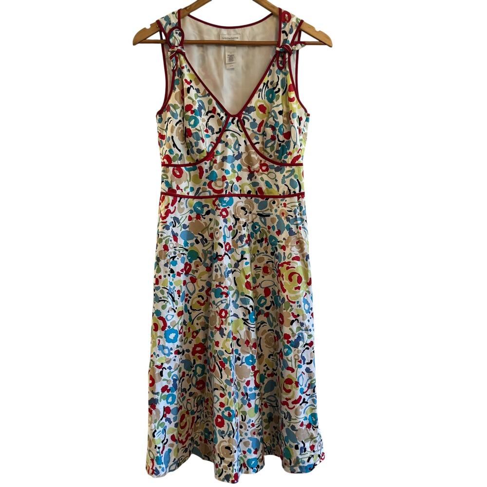 Liz Claiborne 100% Cotton Multi Colored Floral Print Swing Dress Size 4